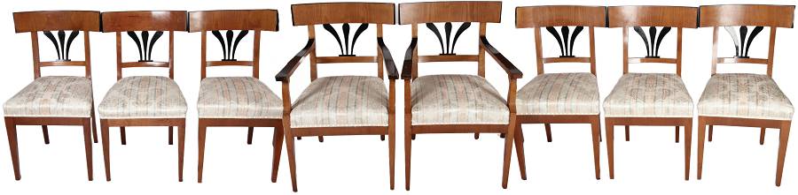 8 antike Biedermeier Stühle  Sessel Kirschbaum