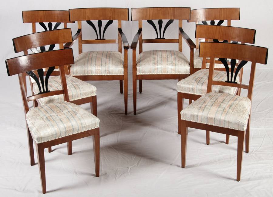 8 Antike Biedermeierstühle Kirschbaum 19 20 Jh.